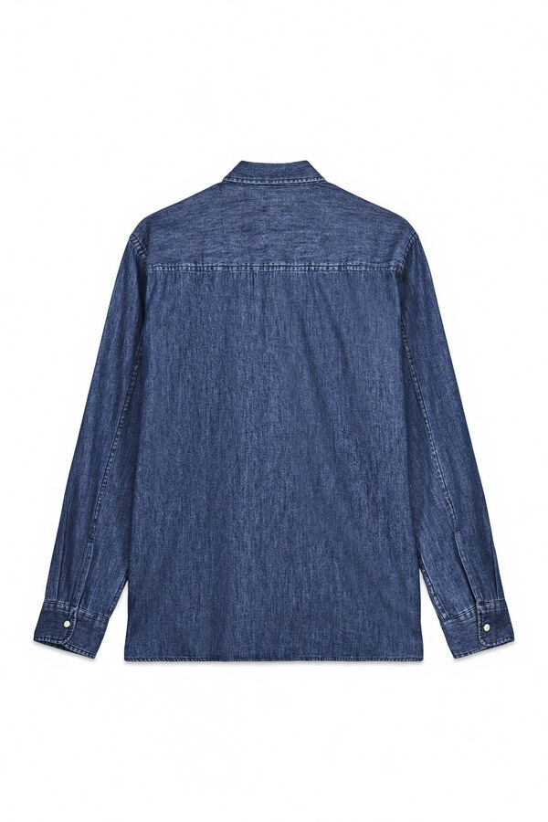 OOTO Camisa jeans com bolsos Azul