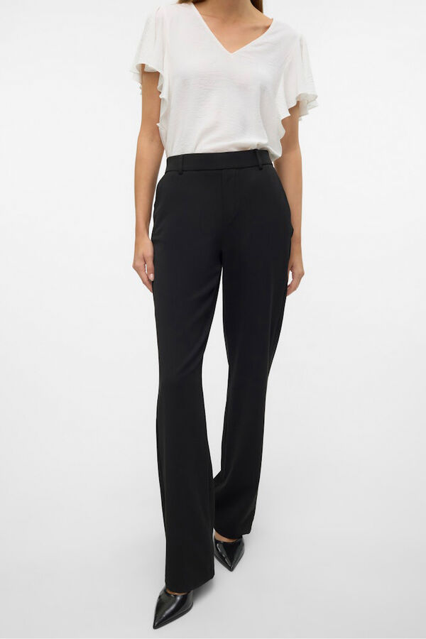 Vero Moda Pantalón recto con cintura elástica Negro