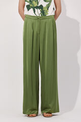 Cortefiel Palazzo trousers with pleats Green