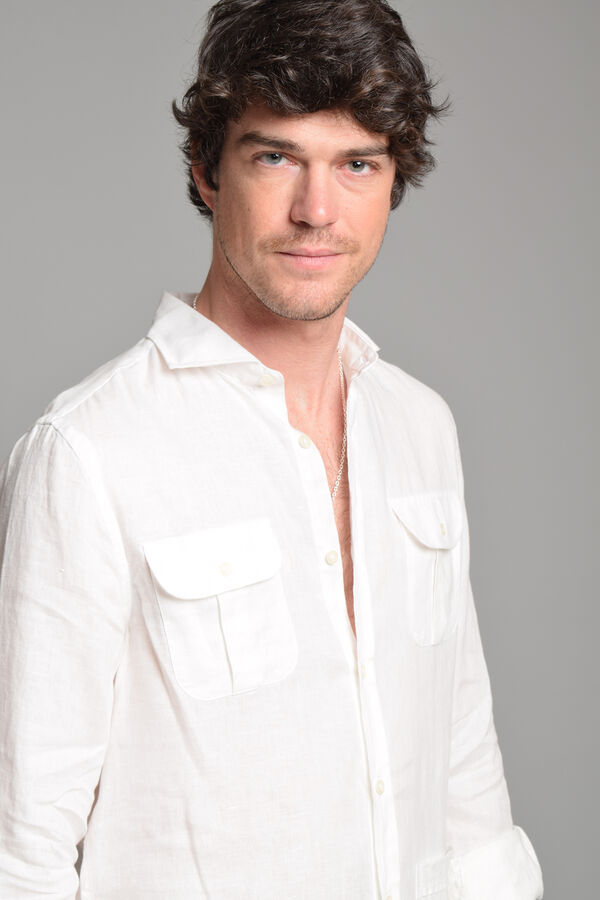 Cloking 100% Linho Guayabera Branco