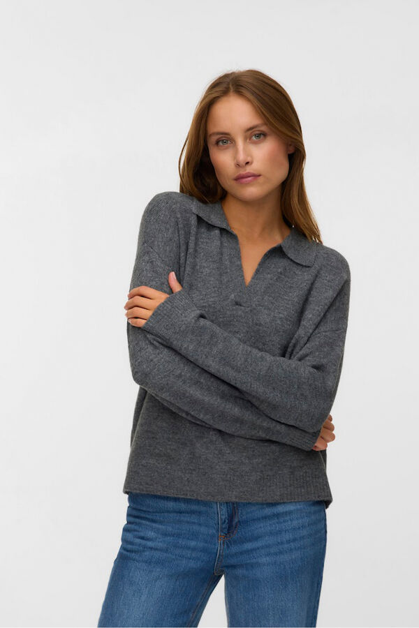 Vero Moda Polo de malha de manga comprida Cinzento