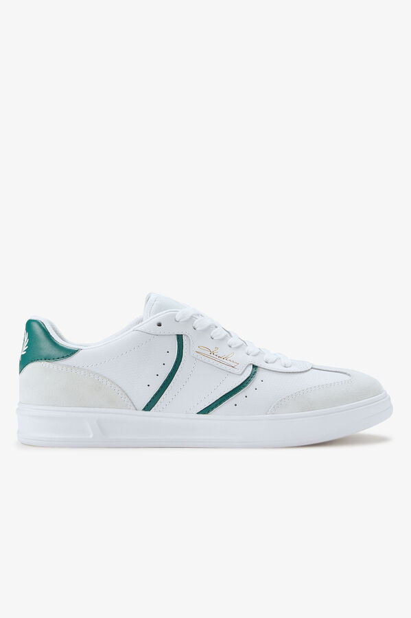 Fred Perry Tênis B4 em couro/camurça com relevo Branco