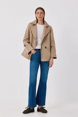 Cortefiel Short flared trench Beige
