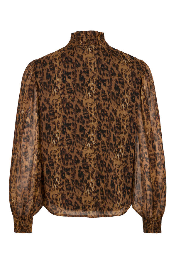 Vila Blusa de chiffon estampada Castanho