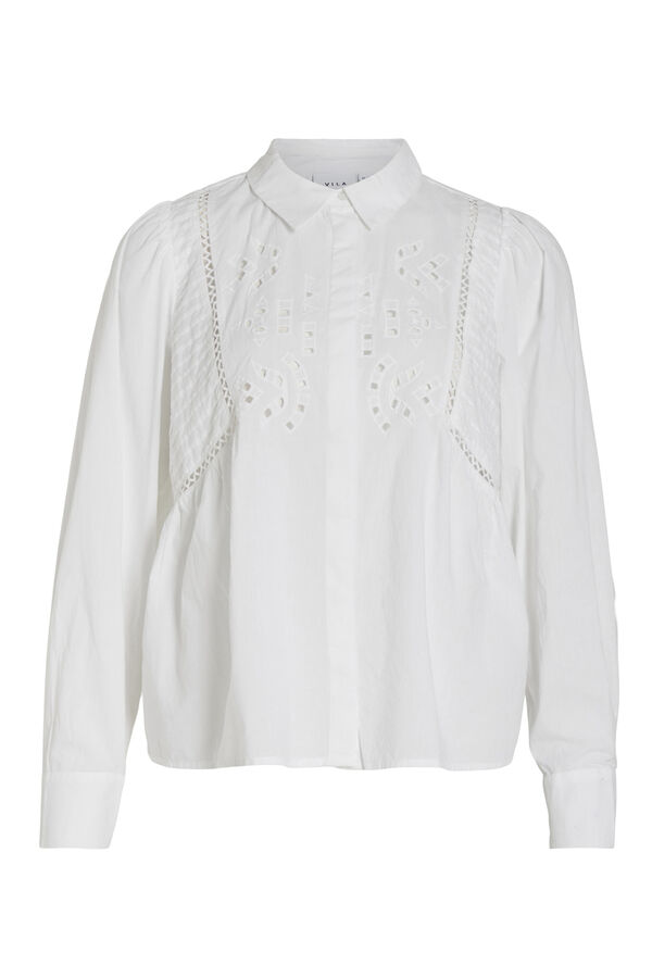 Cortefiel Camisa bordado perforado Blanco