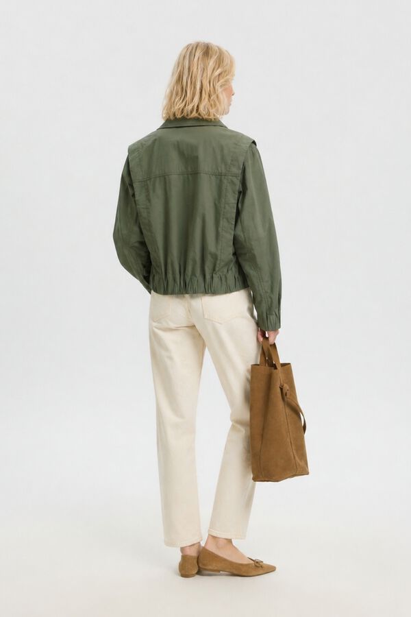 Selected Double-breasted bomber jacket Dark green