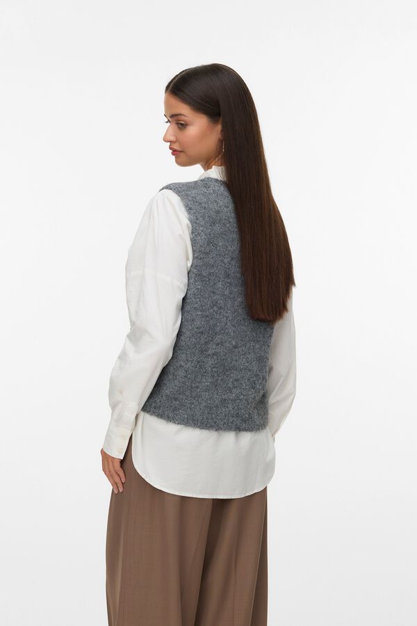 Vero Moda Colete de malha com bot&otilde;es Cinzento