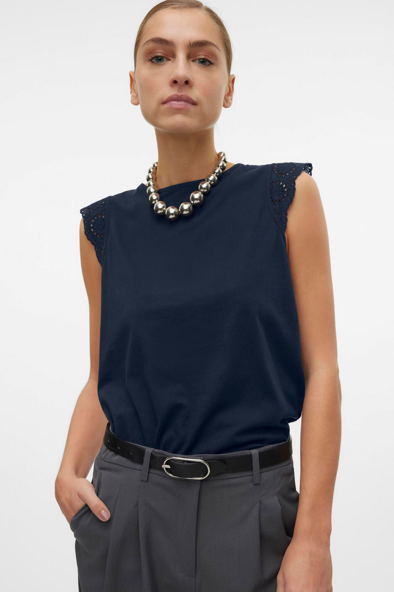 Top de algodon sin mangas Tops y camisetas de mujer Cortefiel
