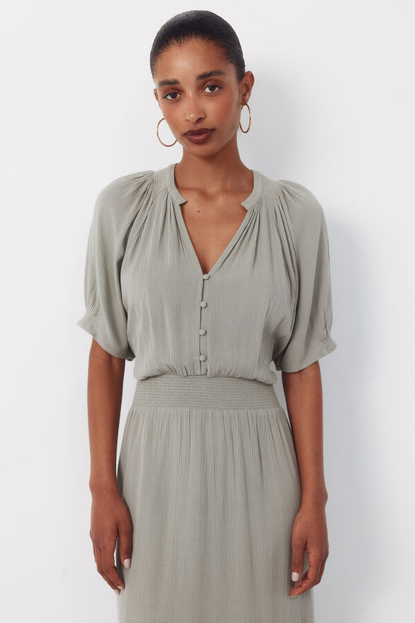 Cortefiel Short-sleeved dress Kaki