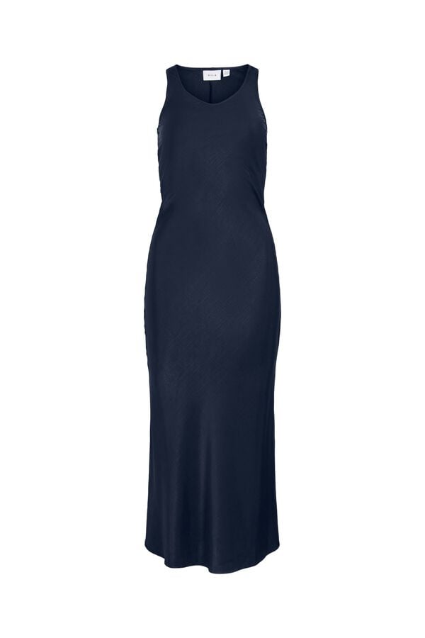 Vila Satin-finish halterneck long dress Navy