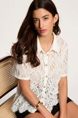 Morgan Lace high neck shirt White
