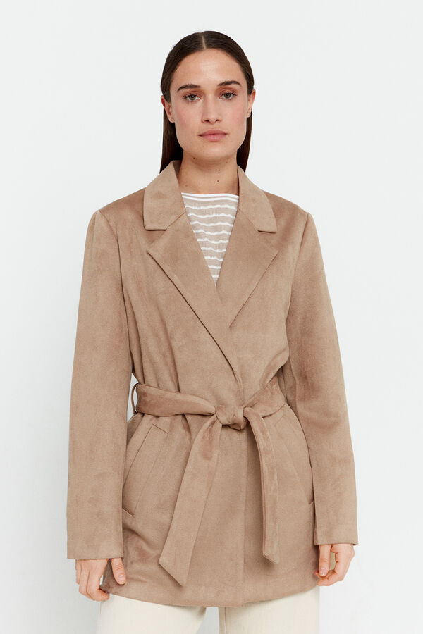 Cortefiel Faux suede trench coat  Green