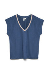 Vero Moda T-shirt detalhe em l&uacute;rex Azul