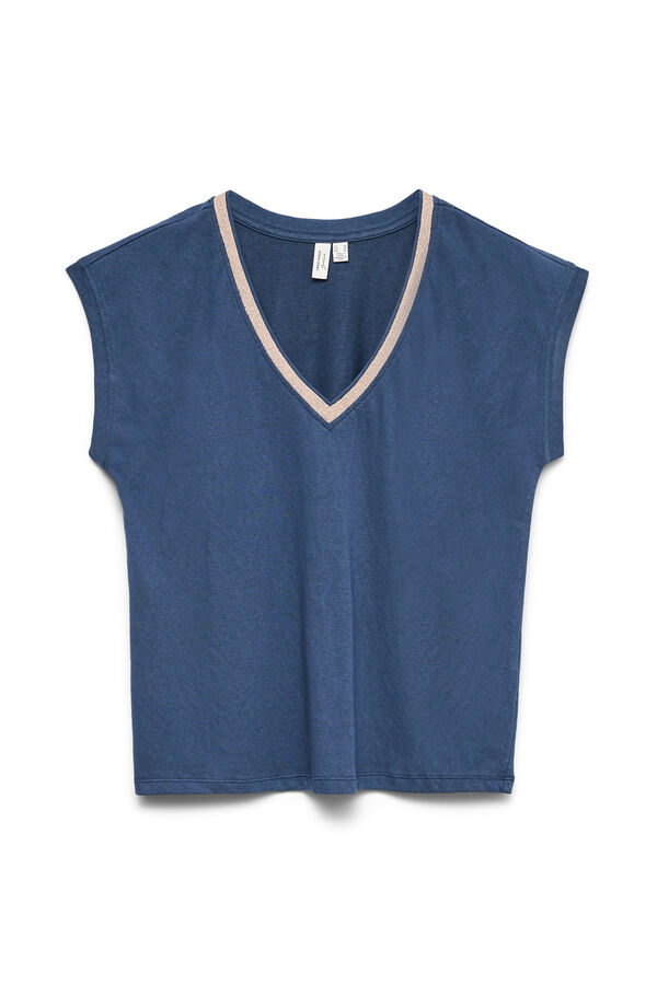 Vero Moda T-shirt detalhe em l&uacute;rex Azul
