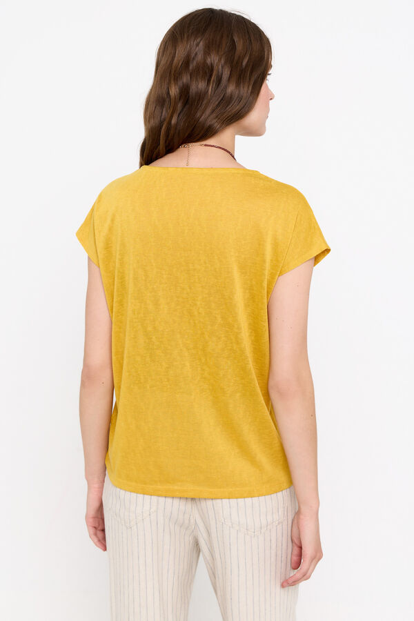 Cortefiel T-shirt remendo guipura decote bico Dourado