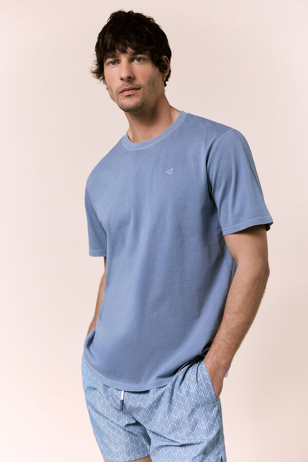 OOTO T-shirt b&aacute;sica lavada Azul