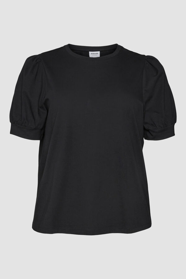 Cortefiel Camiseta manga abullonada talla grande Negro