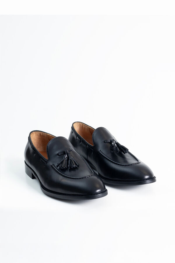 PuroEGO Mocas&iacute;n piel borlas Negro
