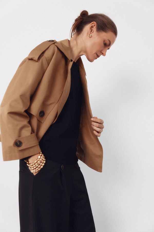 Cortefiel Short trench coat Beige