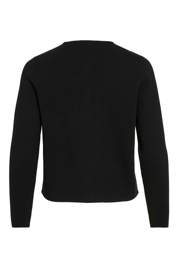 Vila Casaco de malha com bot&otilde;es e viscose Preto