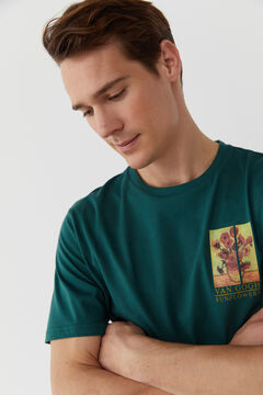 Cortefiel Camiseta girasoles Van Gogh Verde