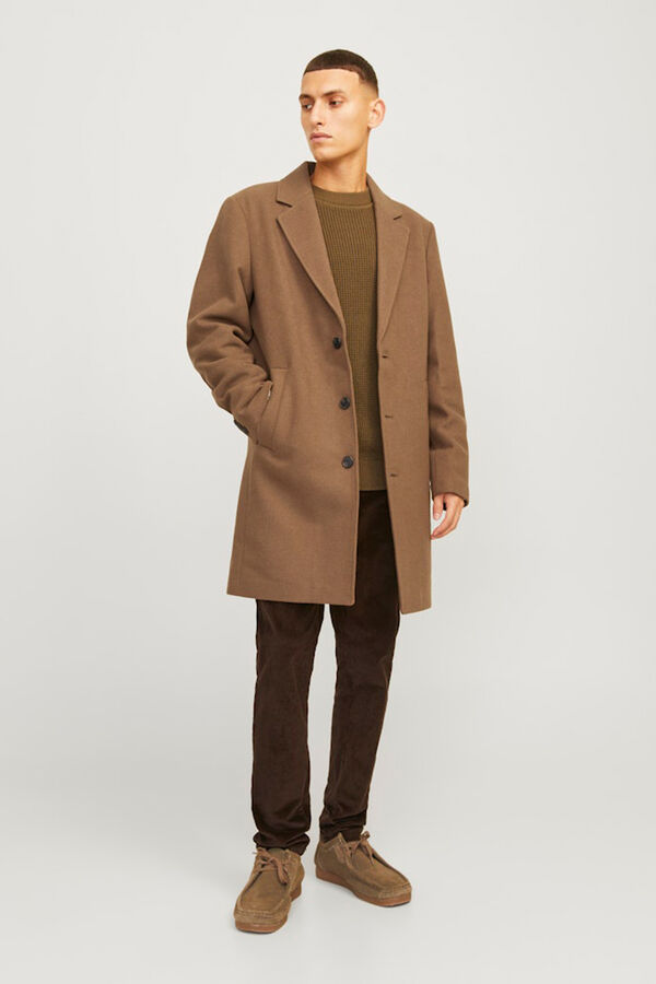 Cortefiel Lapel collar coat Brown