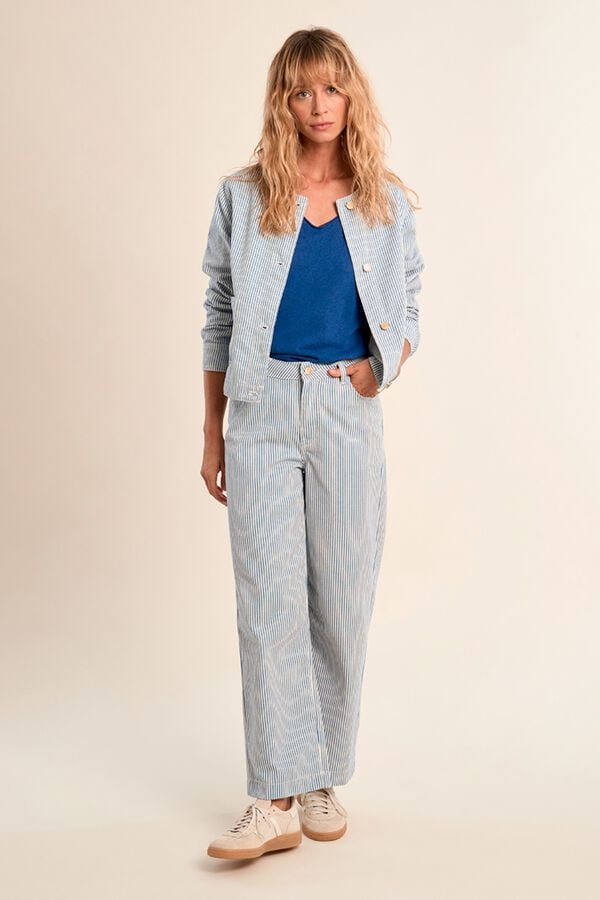 Molly Bracken Casaco de mulher de manga comprida estampado riscas Azul