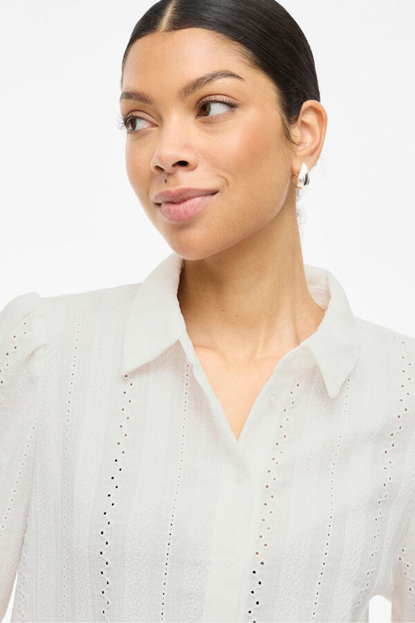 Vila Camisa manga comprida com bordado ingl&ecirc;s Branco