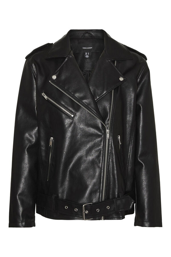 Vero Moda Blusão biker efeito pele  Preto
