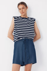 Cortefiel Padded shoulder T-shirt Printed blue