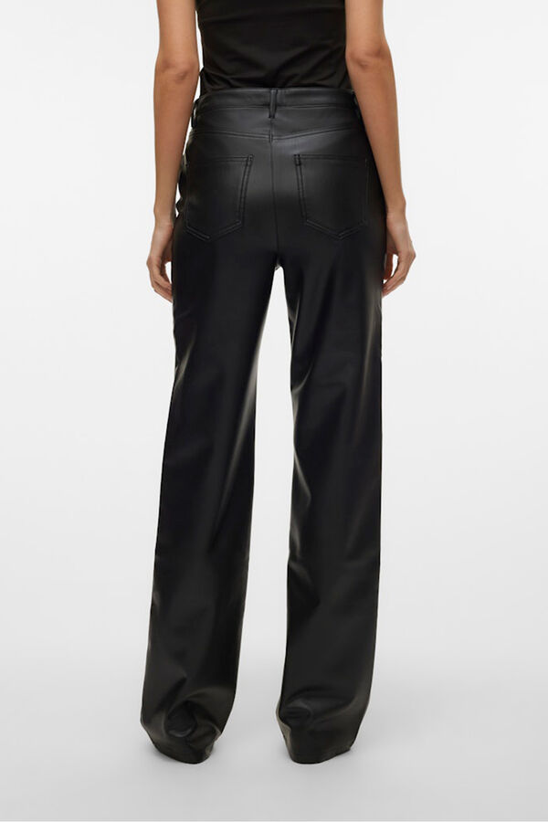 Vero Moda Calça compridas com efeito de couro  Preto