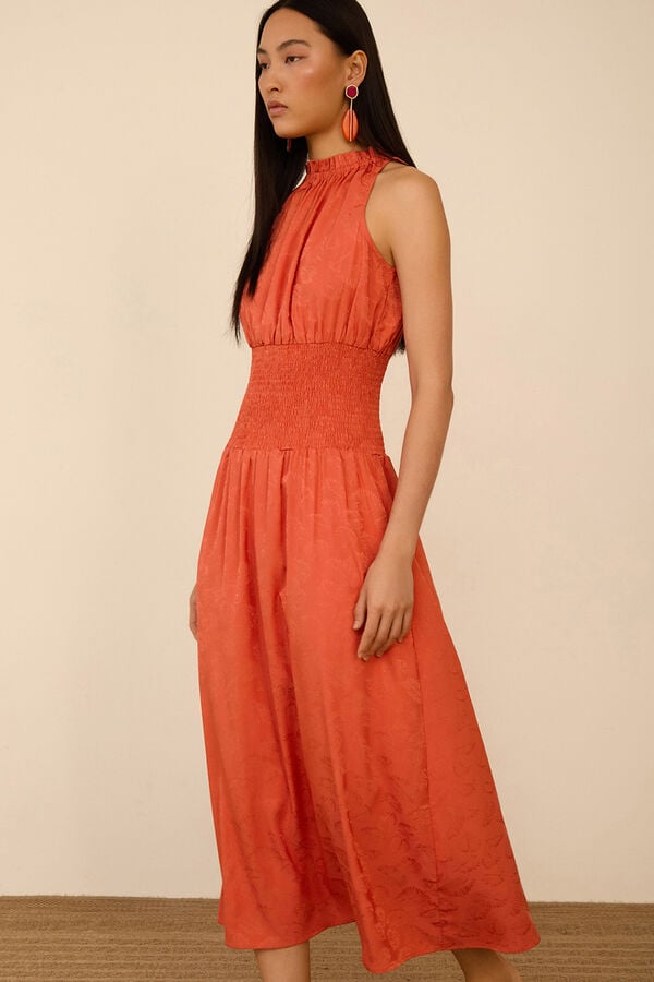 Meisie Vestido comprido em jacquard Laranja