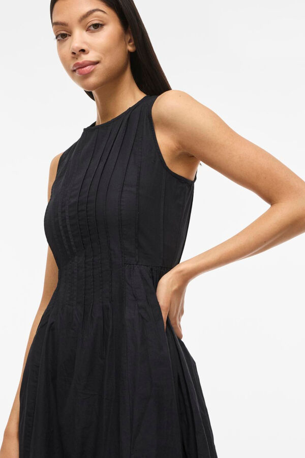 Vila Vestido midi em algod&atilde;o org&acirc;nico Preto