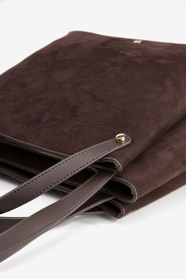Vilanova Mala tote bag com efeito camurça Castanho