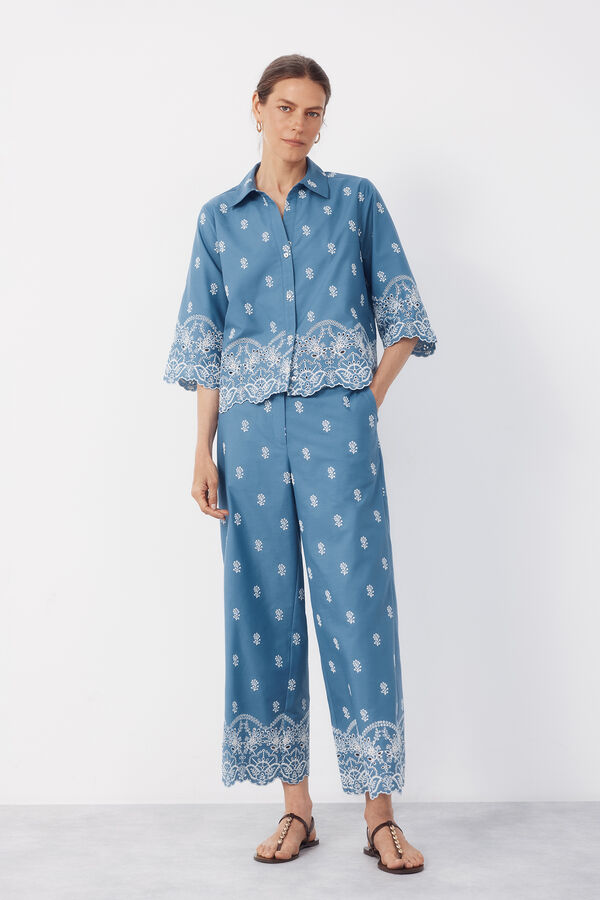 Cortefiel Pantal&oacute;n de mujer bordado Azul