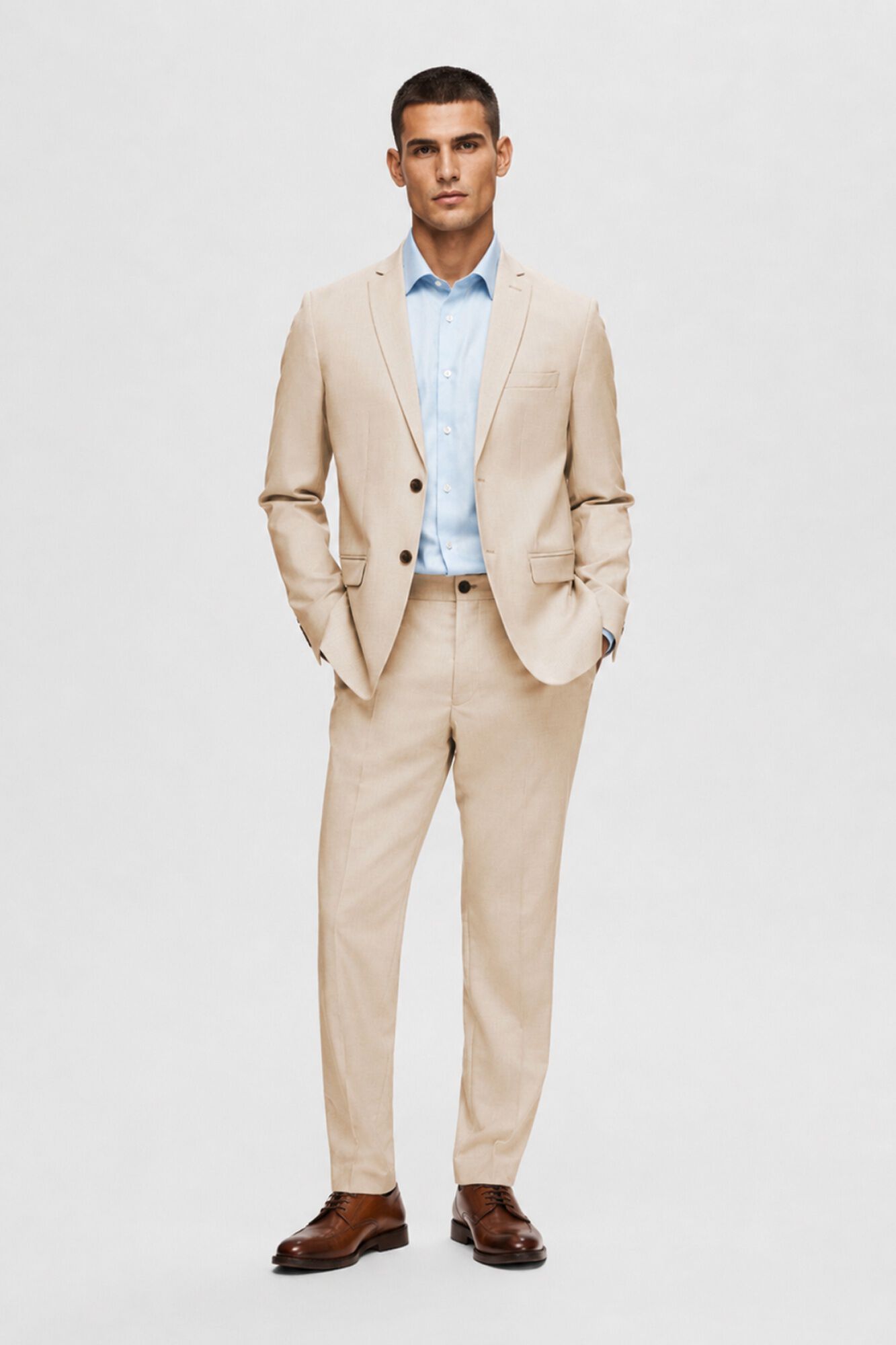 Selected Slim fit suit jacket made from recycled materials