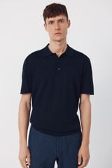 Cortefiel Cotton short sleeve polo shirt Navy
