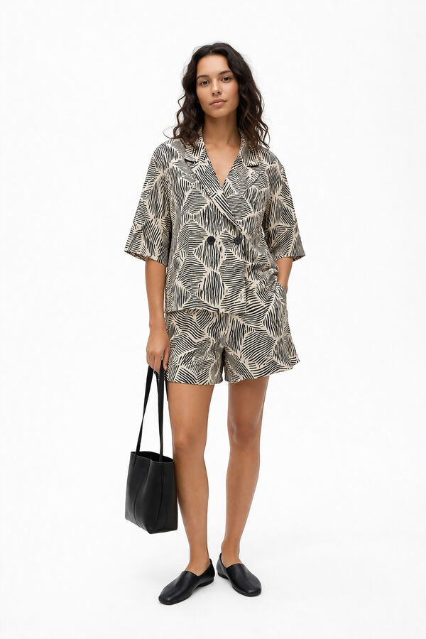 Object Printed blazer shirt Beige
