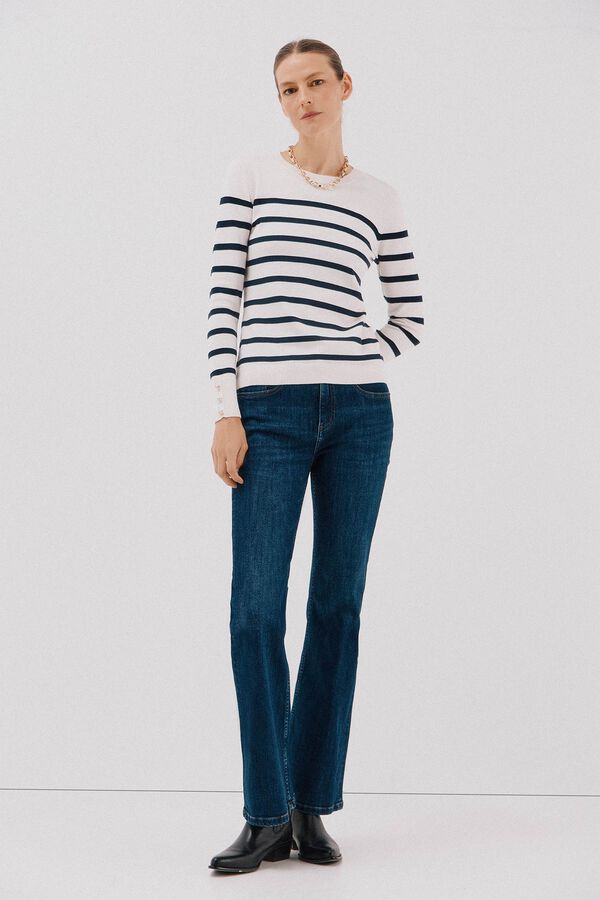 Cortefiel Short-sleeved jumper Ivory