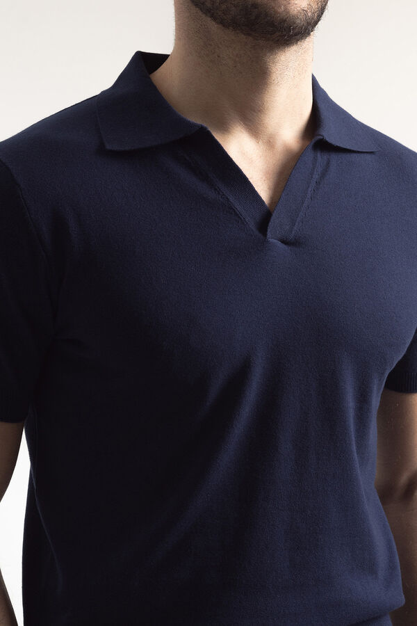 Cortefiel Jersey-knit polo shirt Navy