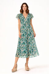 Vila Printed midi dress Printed green