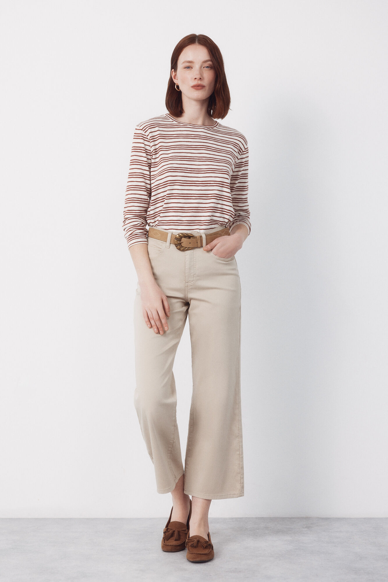 Cortefiel Striped linen -effect t-shirt