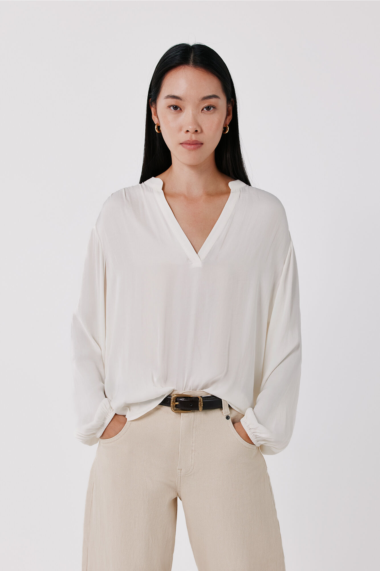 Cortefiel Satin-finish fluid blouse