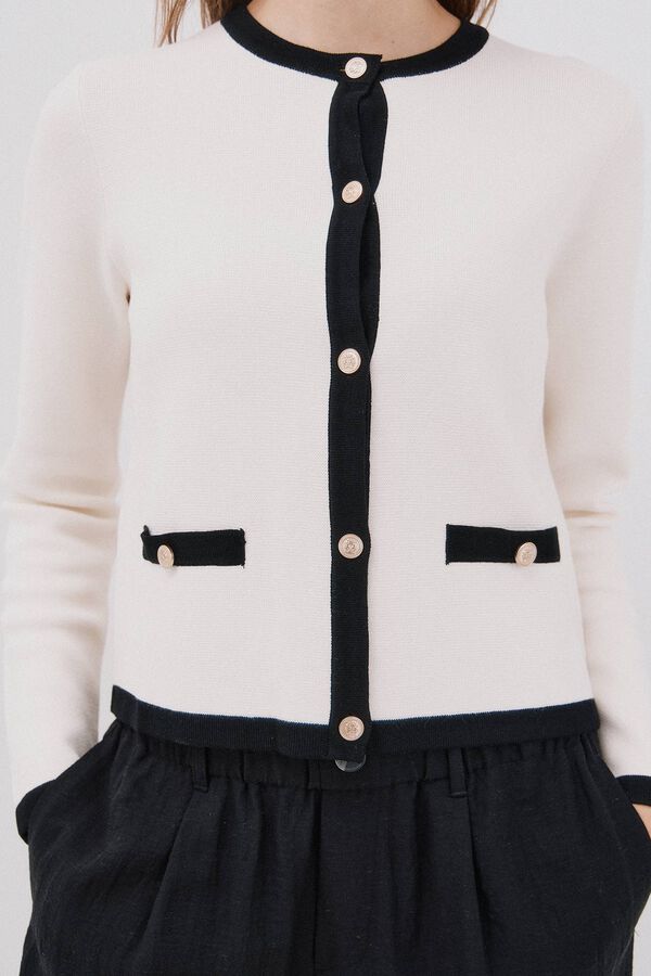 Cortefiel Essential knit cardigan Ivory