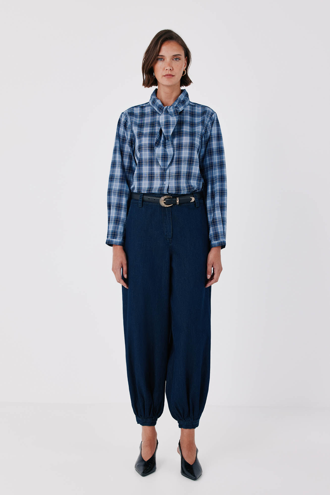 Cortefiel Plaid tie shirt