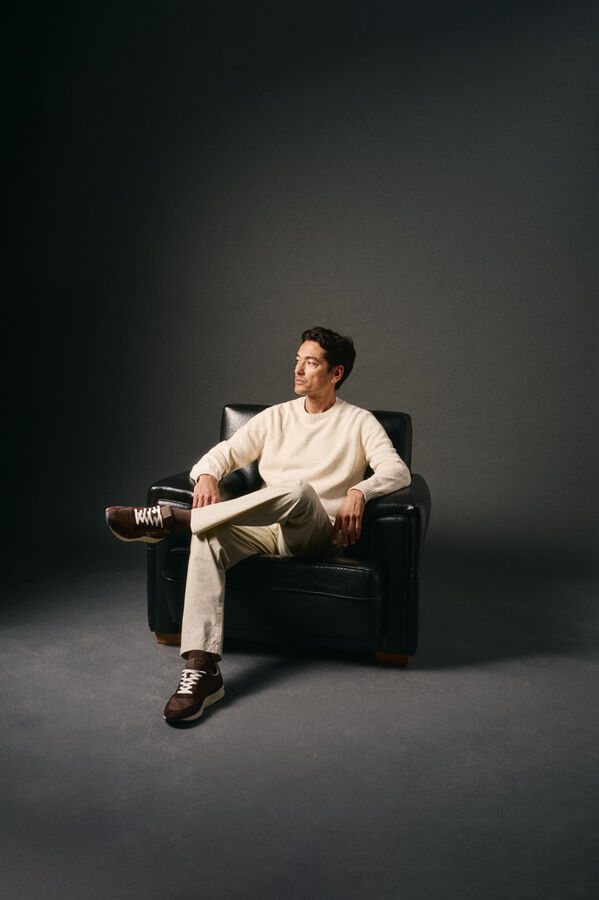 OOTO Suéter de algodão torcido com gola redonda Tostado