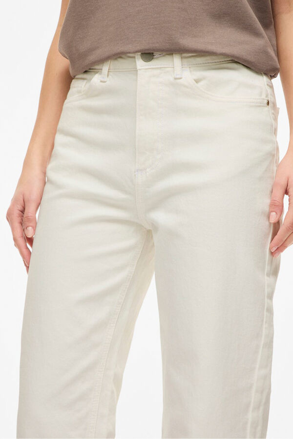 Vila Cal&ccedil;a jeans reta cintura alta Branco