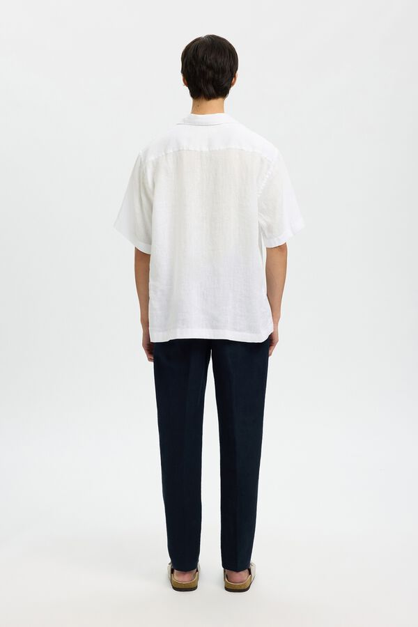 Selected Camisa de manga curta em linho Branco