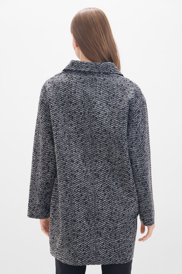 Cortefiel Dual fabric coat Printed grey