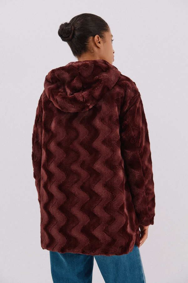 Cortefiel reversible quilted anorak with fur effect Maroon